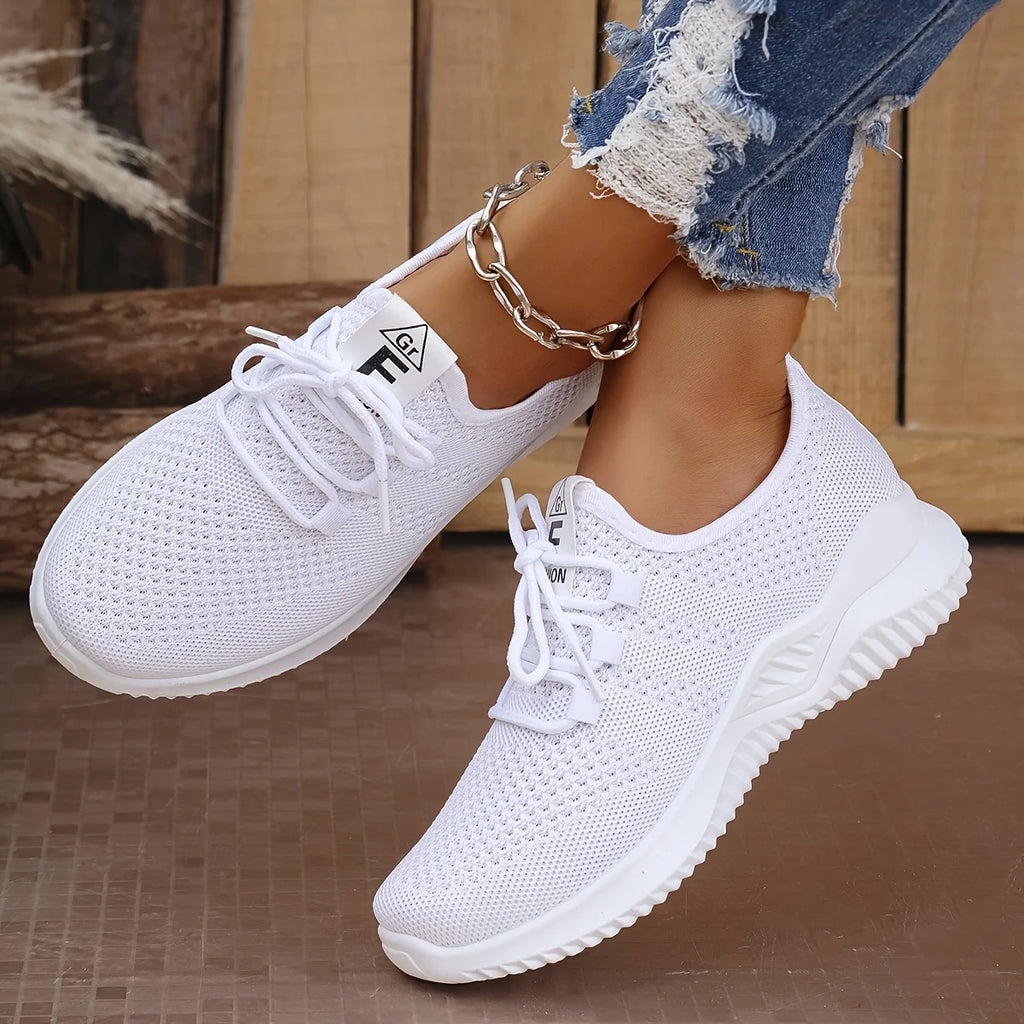 Women's Knit Leisure Sports Shoes – Soft Sole Running & Tennis Sneakers