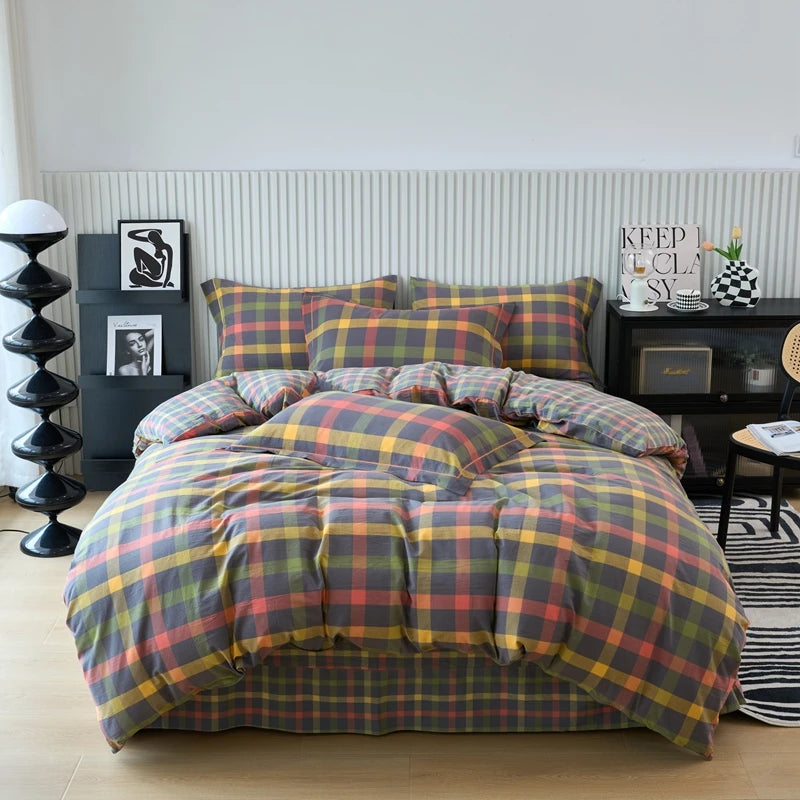 100% Cotton Plaid Duvet Cover | Classic Plaid Style, 160x210 to 220x240cm, Pillowcase Sold Separately