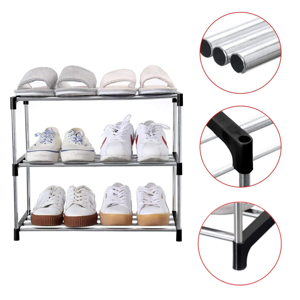 3-Layer Modular Plastic Shoe Rack — Space-Saving Entryway