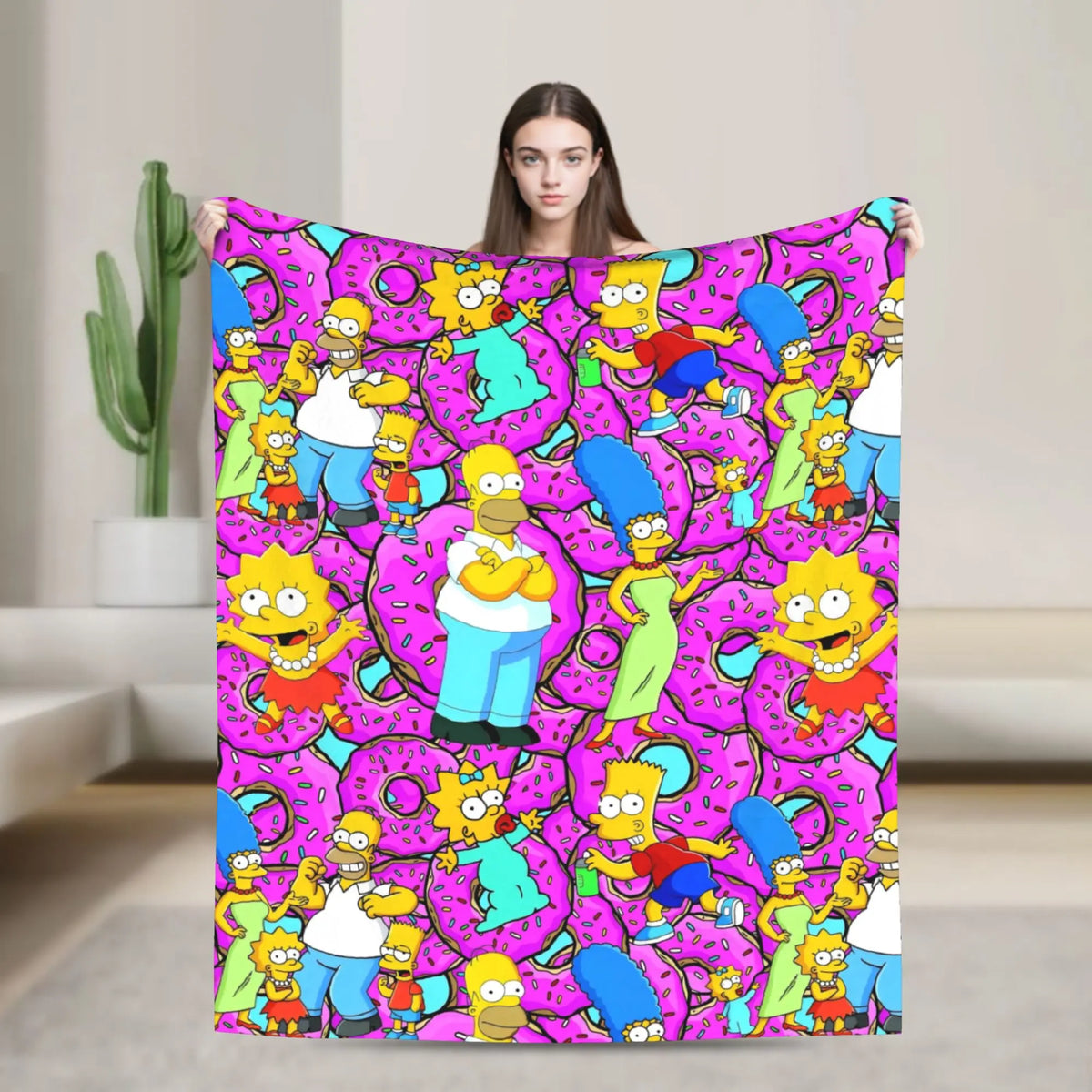 Simpsons Character Super Soft Plush Throw Blanket – Flannel Fleece Bedspread