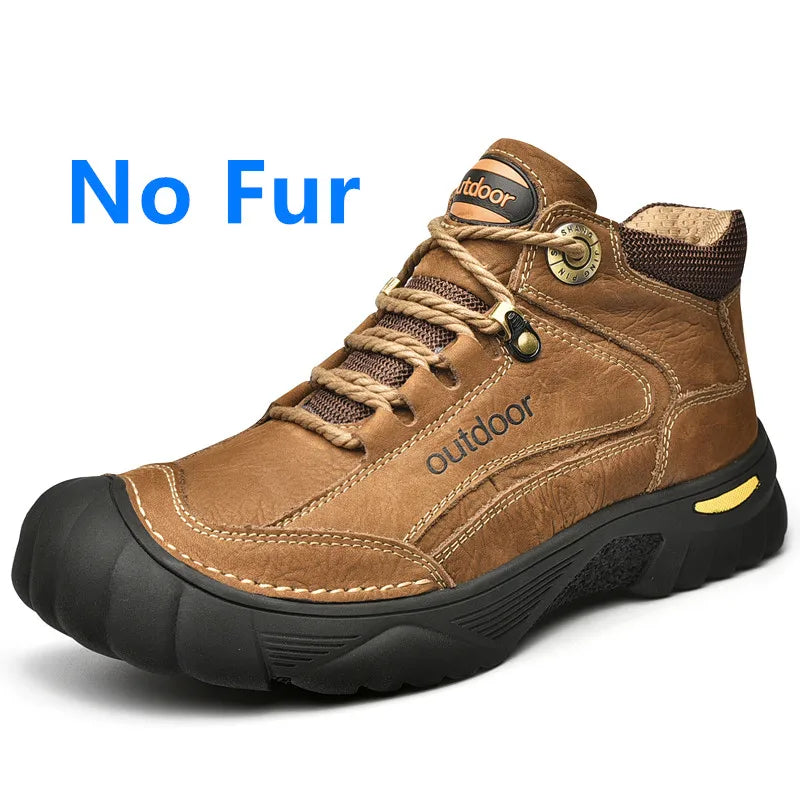 Men's Cow Leather Lace-Up Ankle Boots