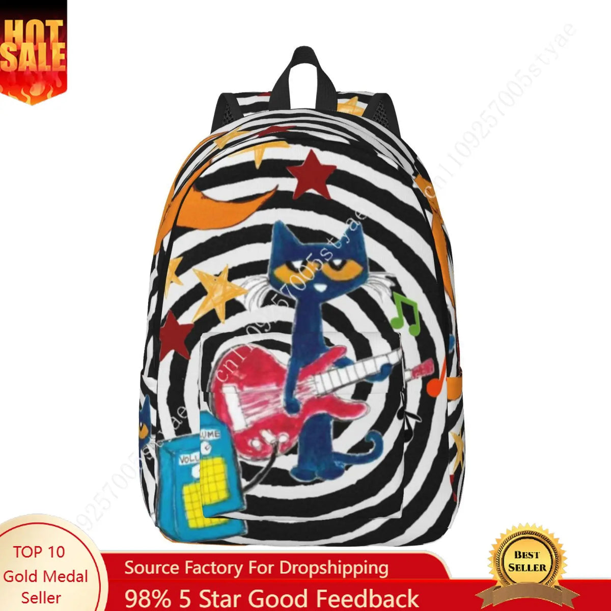 Pete the Cat Backpack – Curved-Strap Everyday Bag
