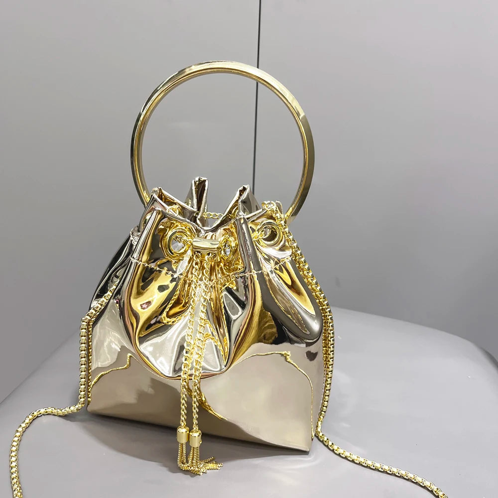 Luxury Evening Clutch Bucket Bag – Designer Shoulder Purse for Banquet & Party