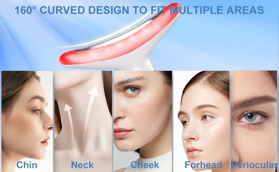 7-Color LED Neck & Face Lifting Massager – Microcurrent, 45° Heat Therapy & Anti-Wrinkle Beauty Device