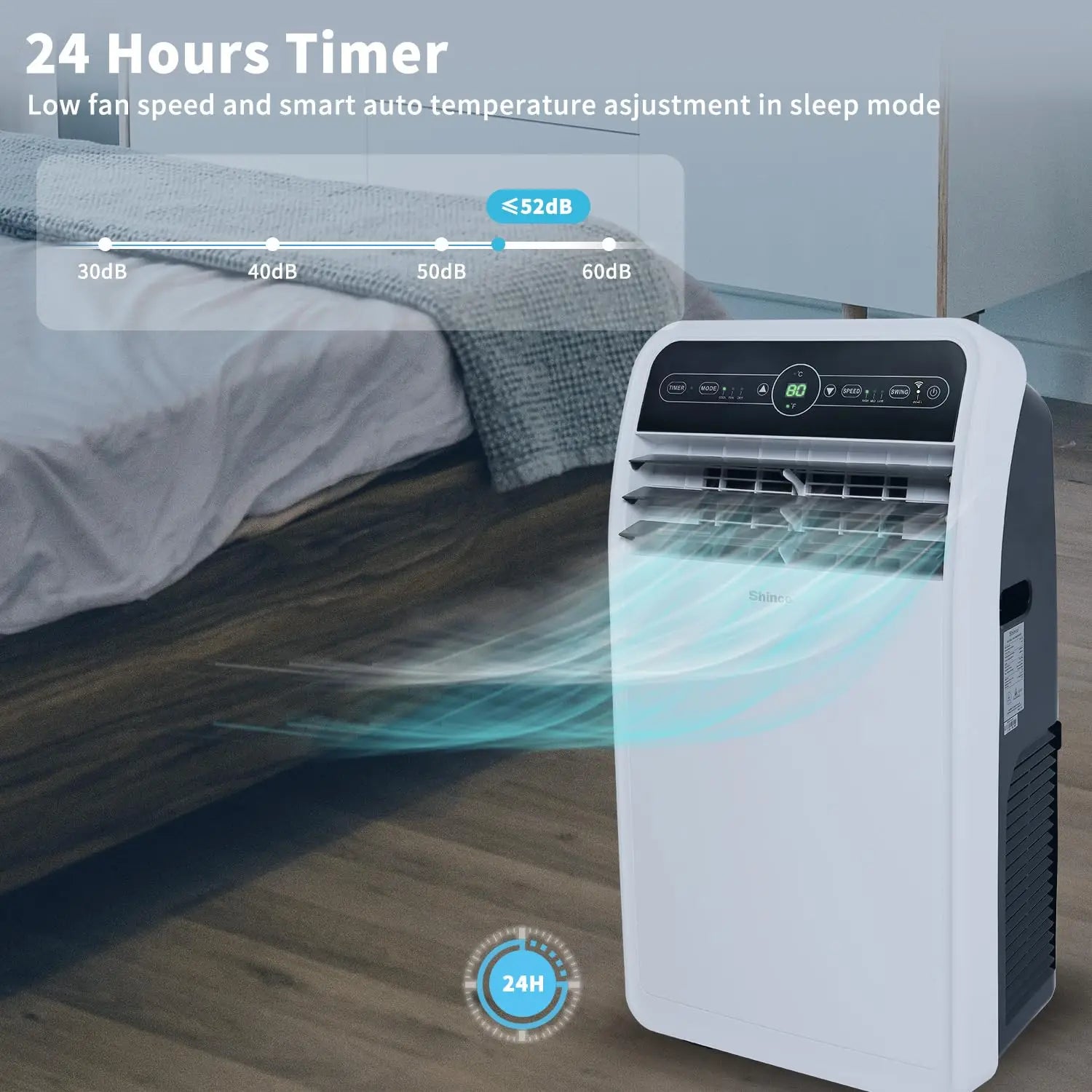 12000 BTU Portable Air Conditioner WiFi Cool Fan Dehumidifier 450 SqFt Remote 24H Timer Install Kit, Custom