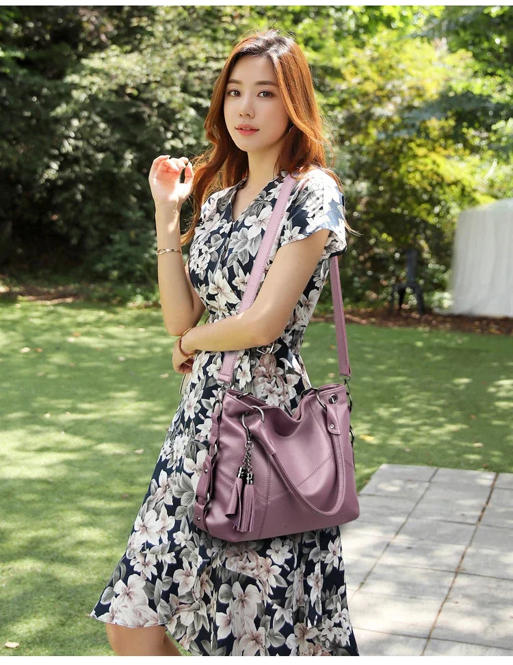 Large Capacity PU Leather Crossbody Tote Bag – Luxury Shoulder Bag for Women