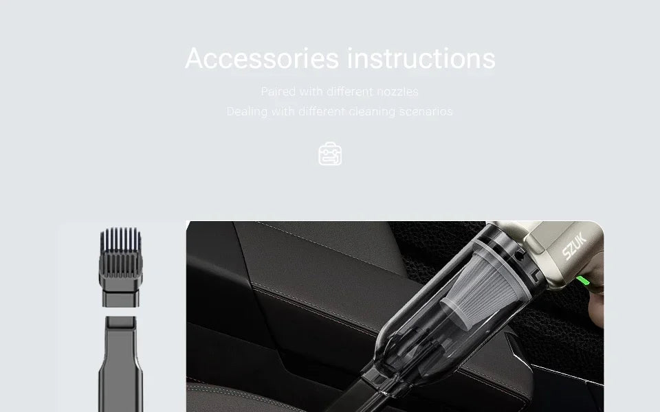 SZUK Cordless Car Vacuum Cleaner – Strong Suction Wireless Handheld Cleaning Machine