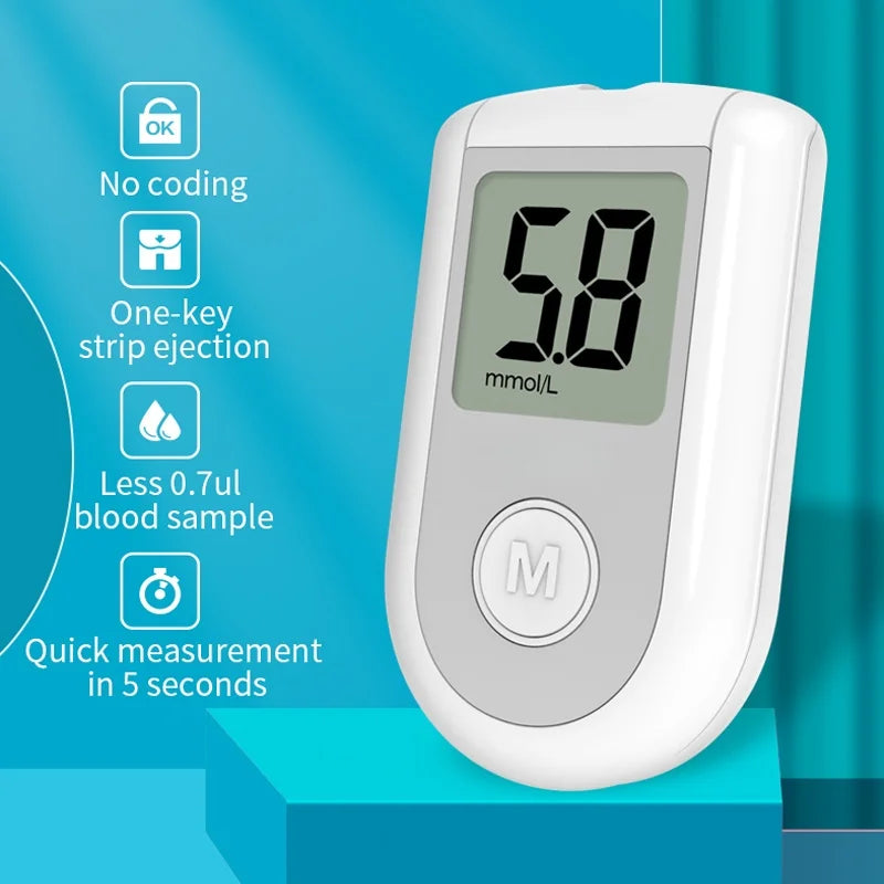 Jitesy Blood Glucose Meter Kit – No Coding, 50 Test Strips & Lancets, 5-Second Results with 500-Reading Memory