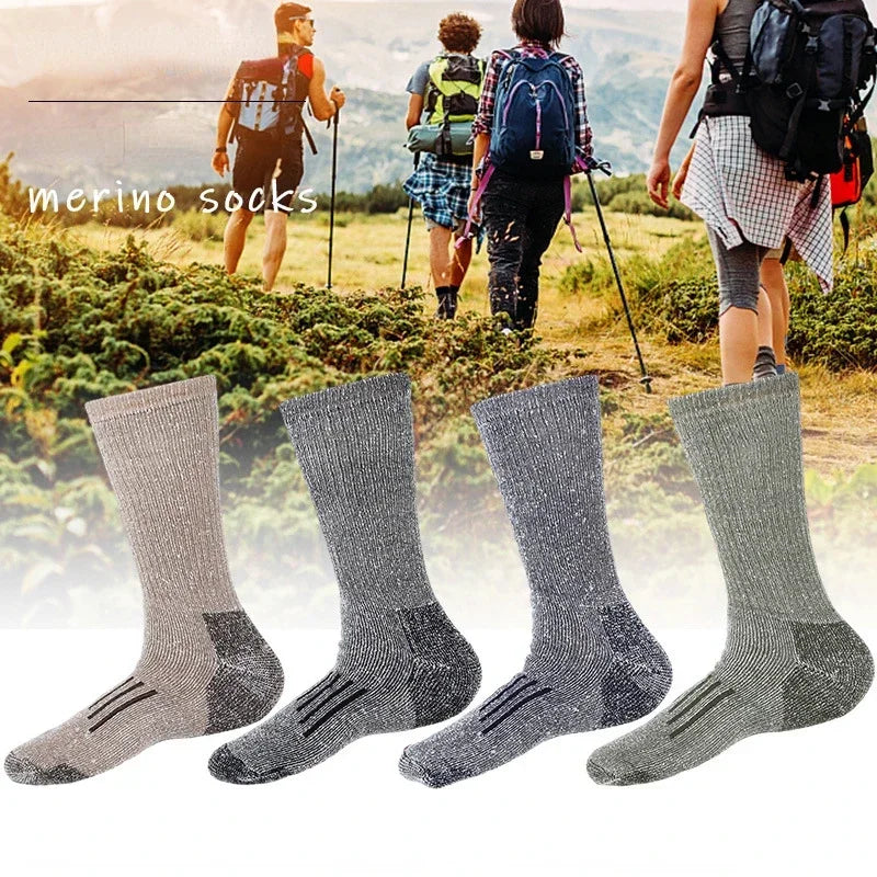 Merino Wool Hiking Crew Socks for Cold Weather