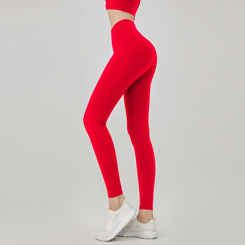 High-Waist Hip-Lifting Yoga Leggings — Breathable Nylon Fitness Running & Cycling Sports Pants, 19 Colors