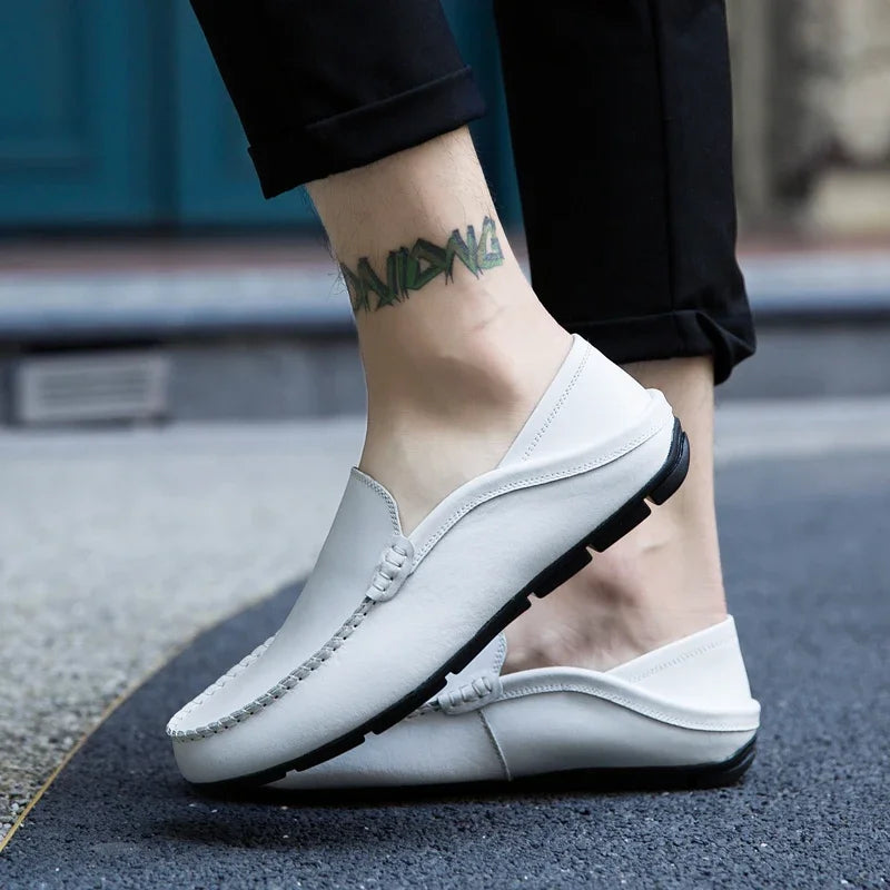 Men's Cow Leather Slip-On Boat Loafers