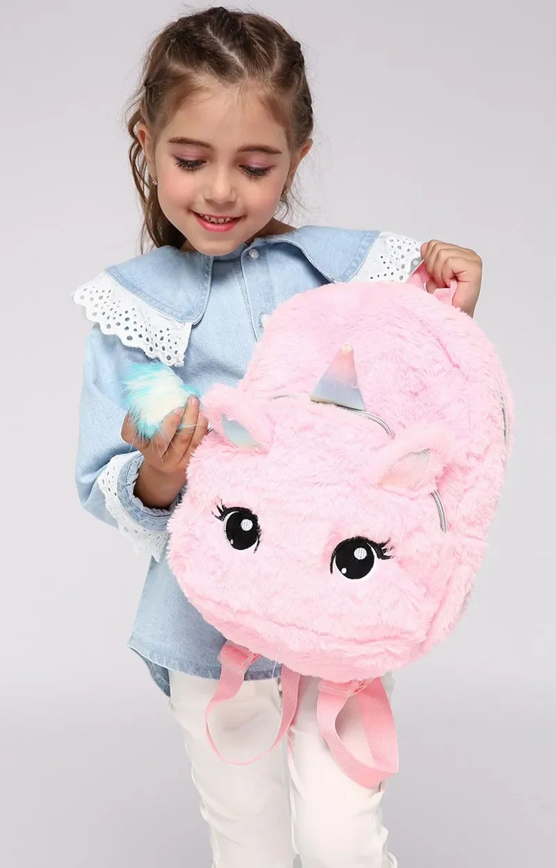 Unicorn Backpack – Girls Plush School Bag