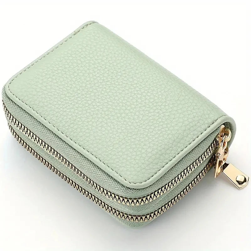 Women's Double Zipper Short Wallet – Fashion Credit Card Holder with Large Capacity Coin Purse