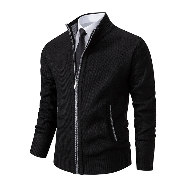 Men's Fleece Zip Cardigan Jacket — Warm Casual Layering Piece