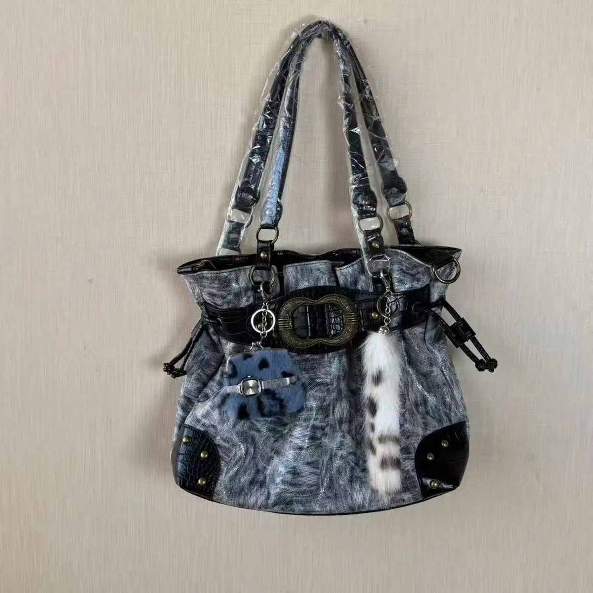 ABQP Vintage Distressed Large Capacity Underarm Tote Crossbody Bag – Designer Shoulder Handbag for Women