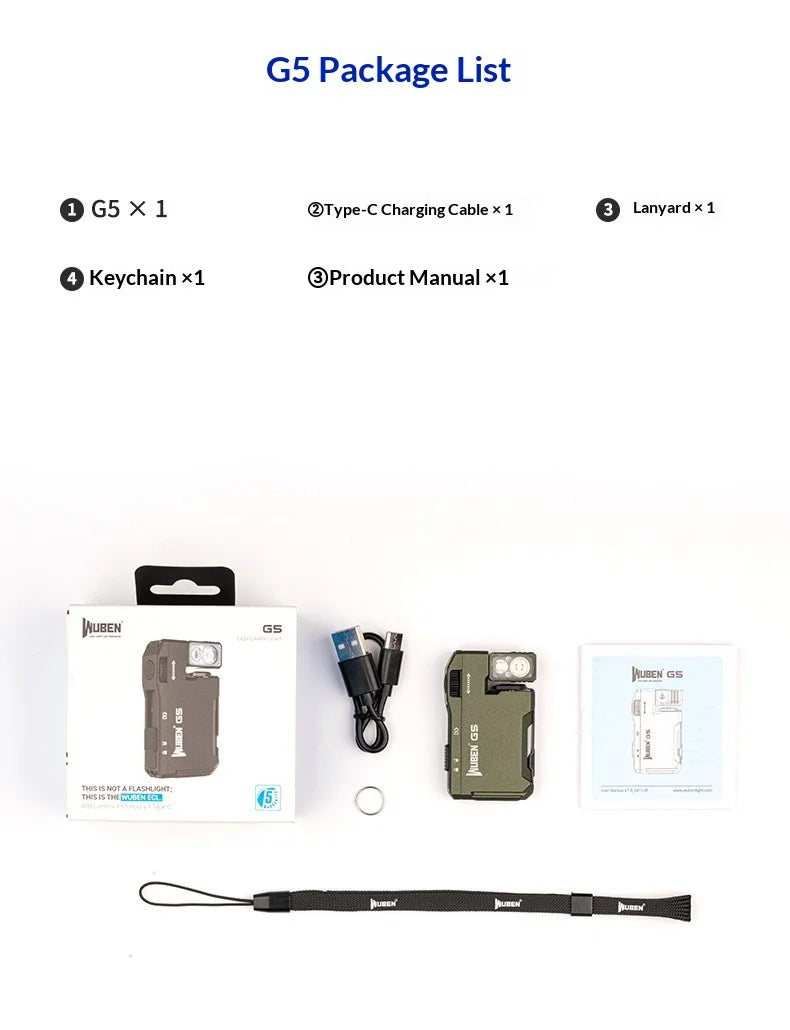 WUBEN G5 Premium EDC Flashlight – 400 Lumens, RGB, Titanium Alloy & Collector Edition Variants