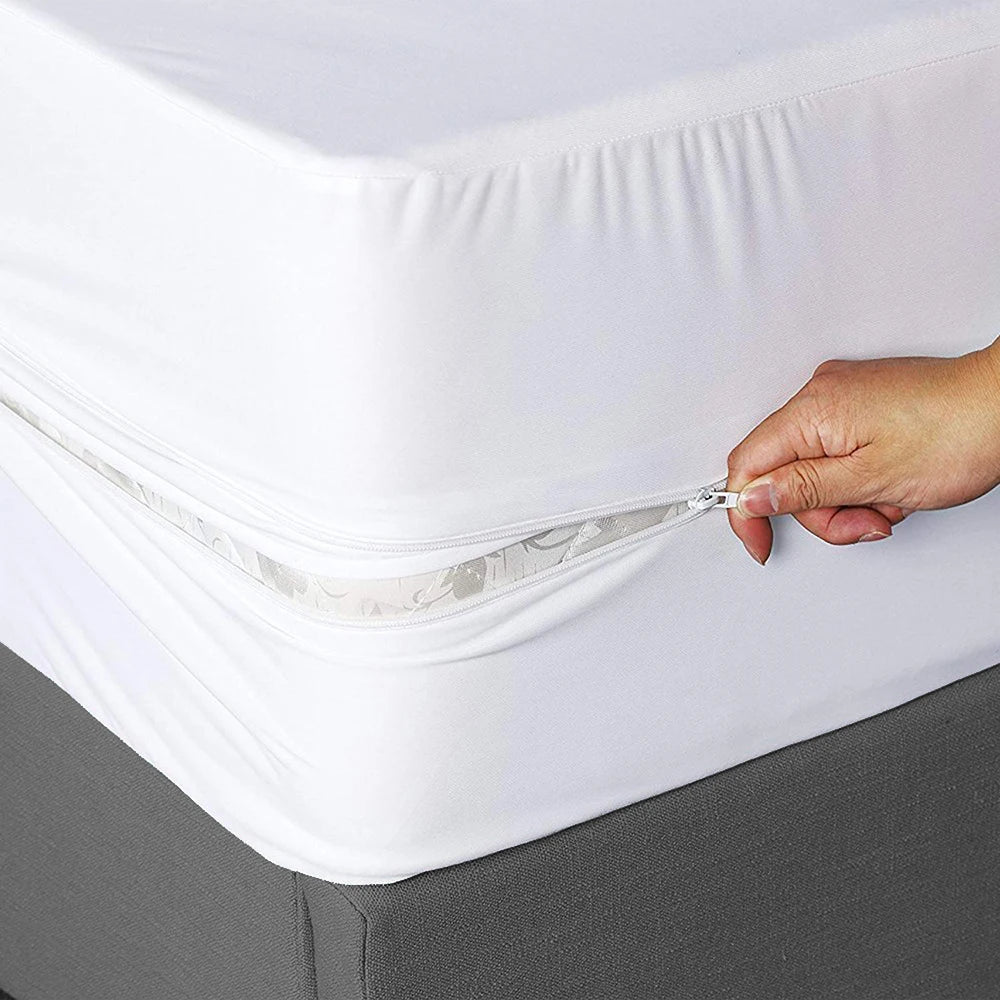 6-Sided Waterproof Mattress Cover with Zipper – Dustproof Encasement, Twin to King