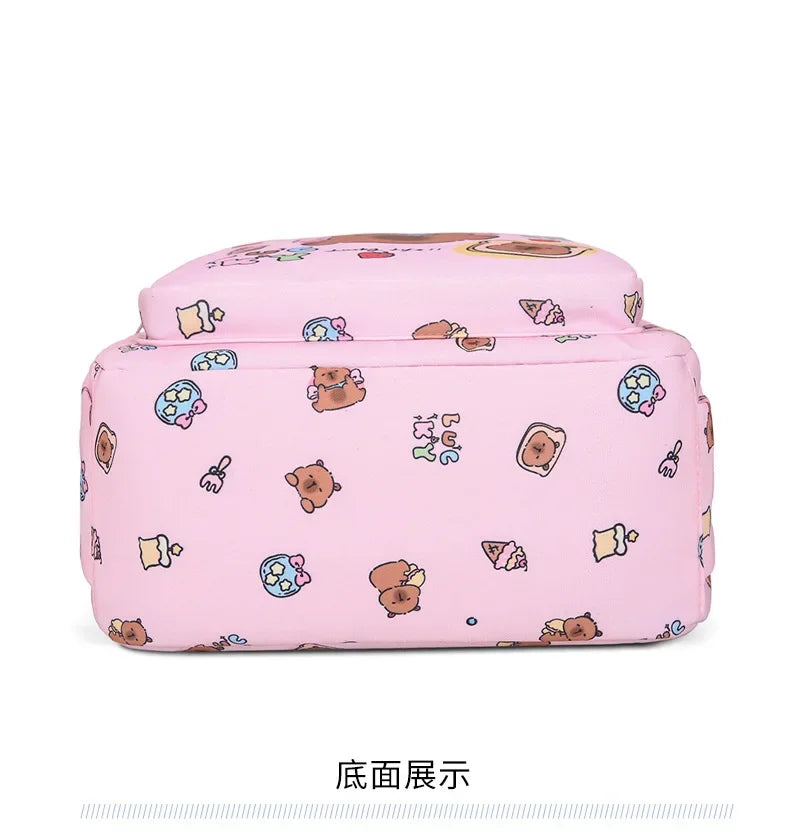 Capybara Backpack Set – Three-Piece Nylon School Set