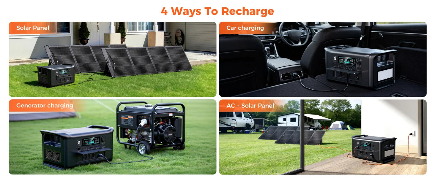 1800W Portable Power Station — LiFePO4 Battery, UPS Function, Pure Sine Wave Solar Generator for Home & Outdoor