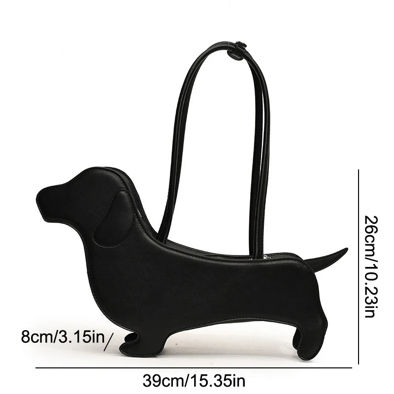 Funny Sausage Dog Kawaii Shoulder Tote Bag – Cute Creative PU Leather Handbag for Women