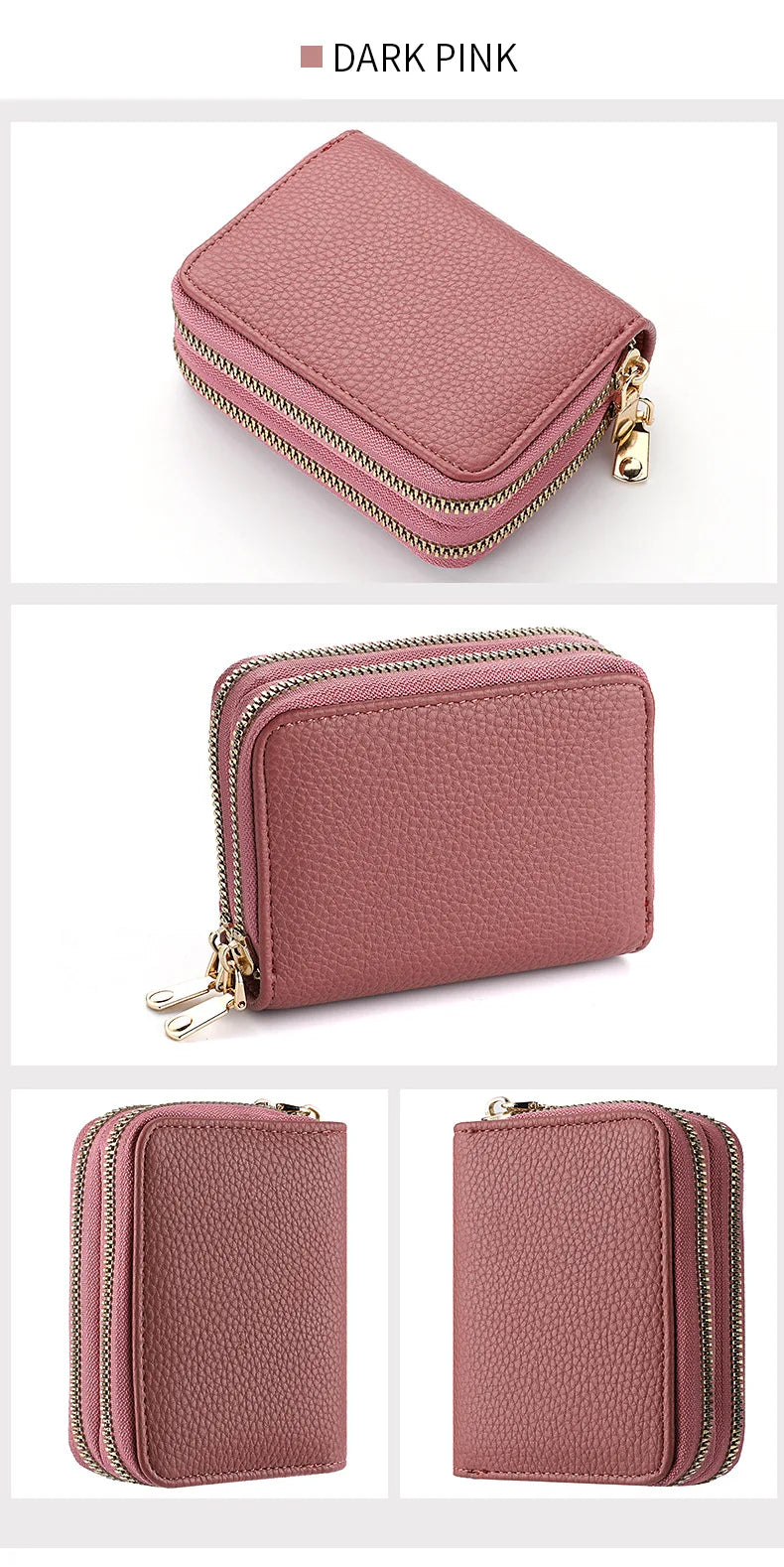 Women's Double Zipper Short Wallet – Fashion Credit Card Holder with Large Capacity Coin Purse