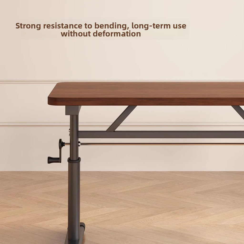 Manual Crank Height-Adjustable Computer Desk — Ergonomic Study Table, 65–95cm, Multiple Finishes