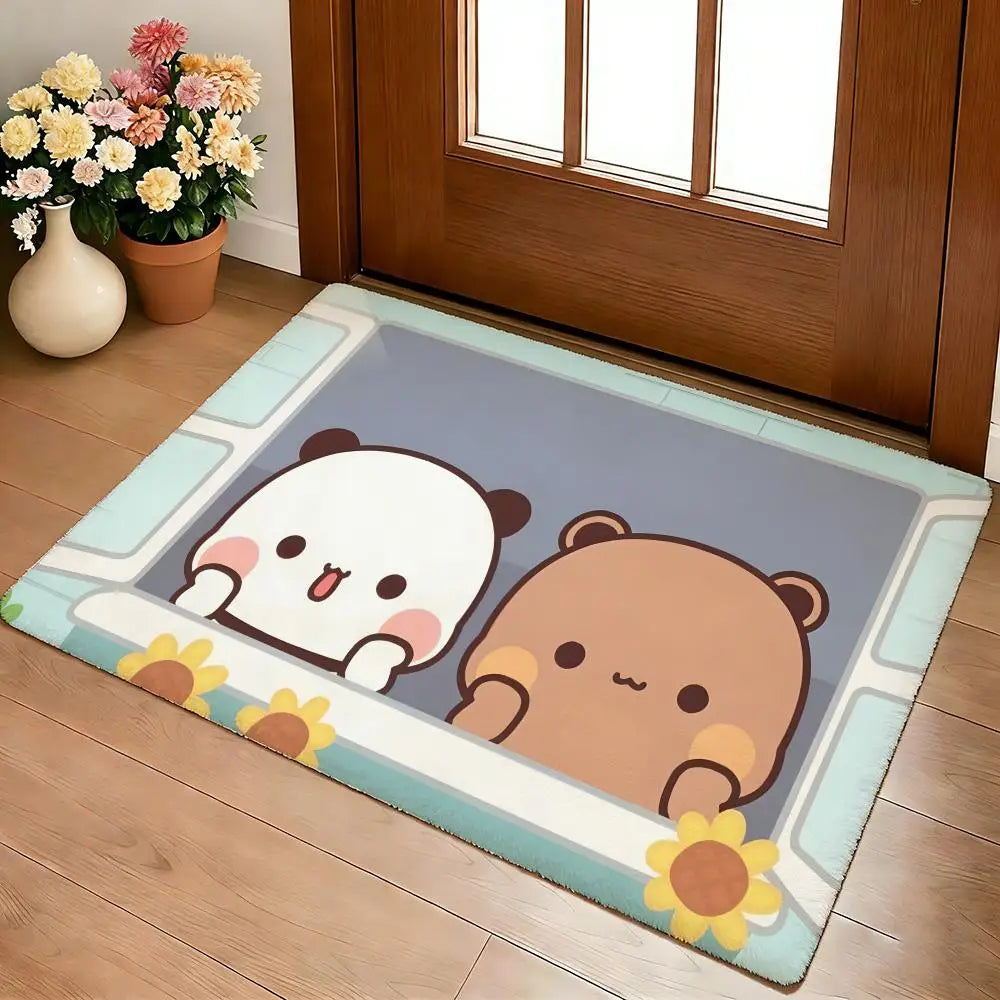 Bubu & Dudu Cute Flannel Floor Mat – Soft Non-Slip Rug for Living Room, Bedroom & Kitchen