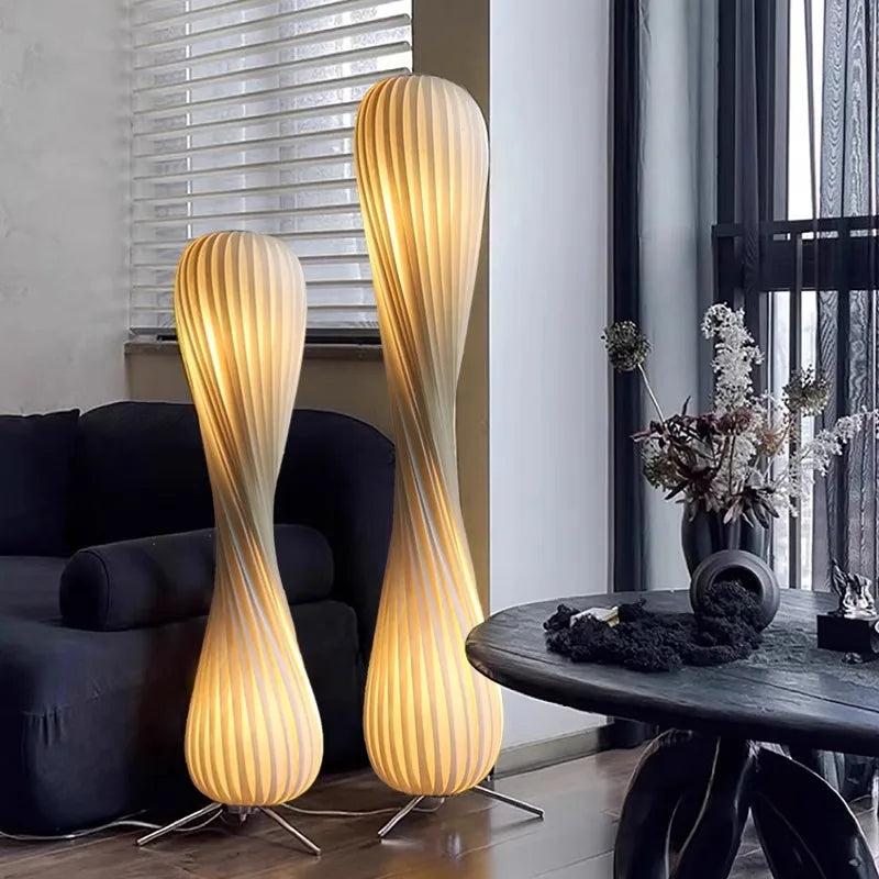Sculptural Floor Lamp – Twisted Shade Design