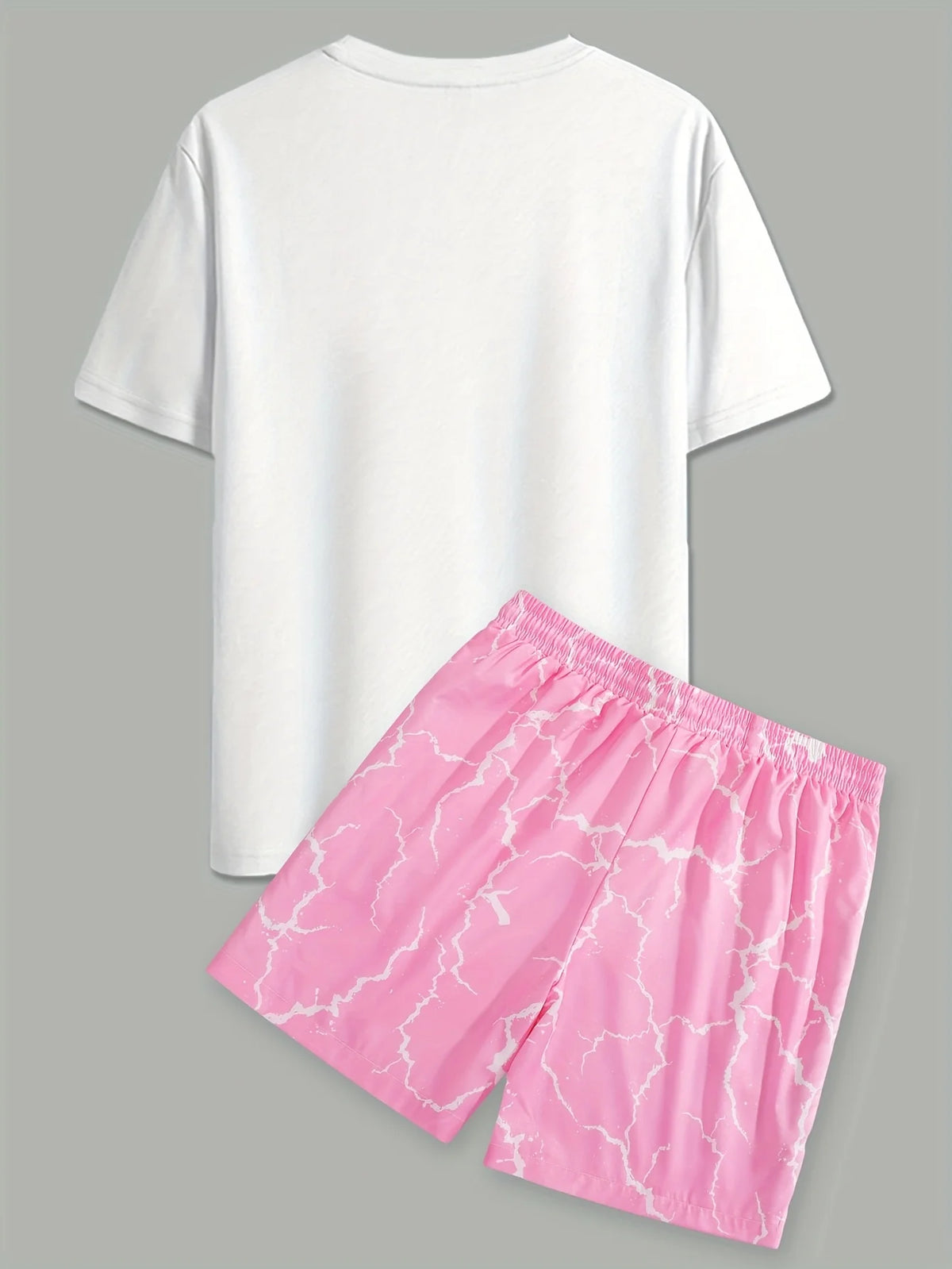 Men's 3D Letter Print T-Shirt & Shorts Set – Street Casual Breathable Lightweight Summer Suit