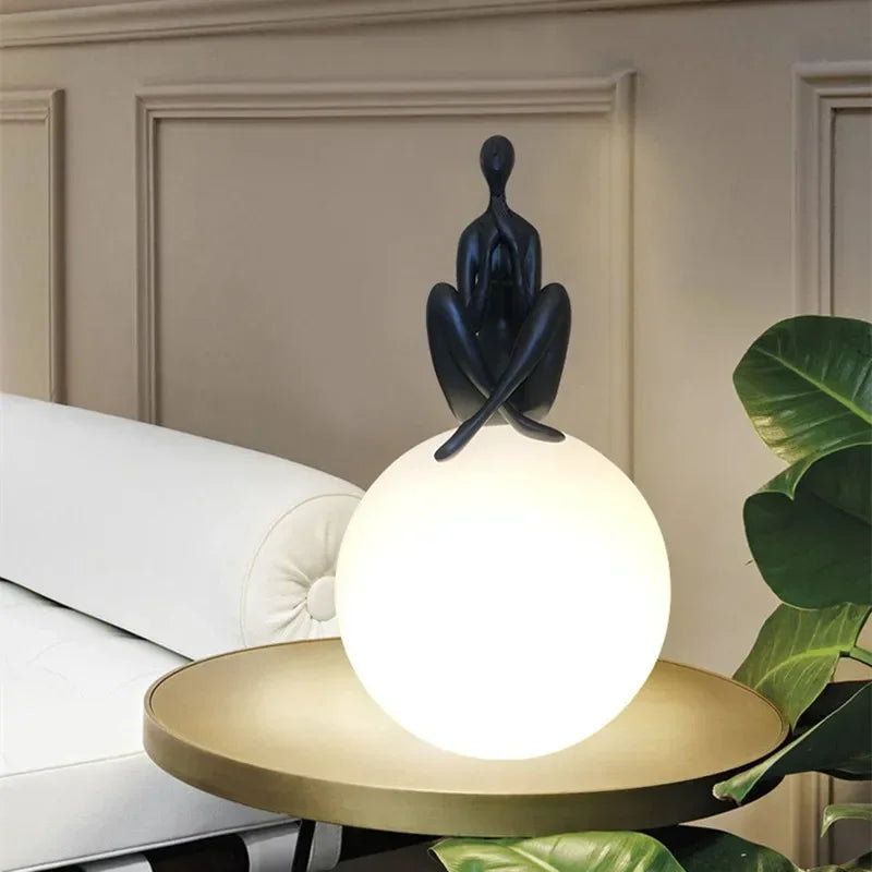 Sculptural Globe Lamp – Figure and Frosted Glass