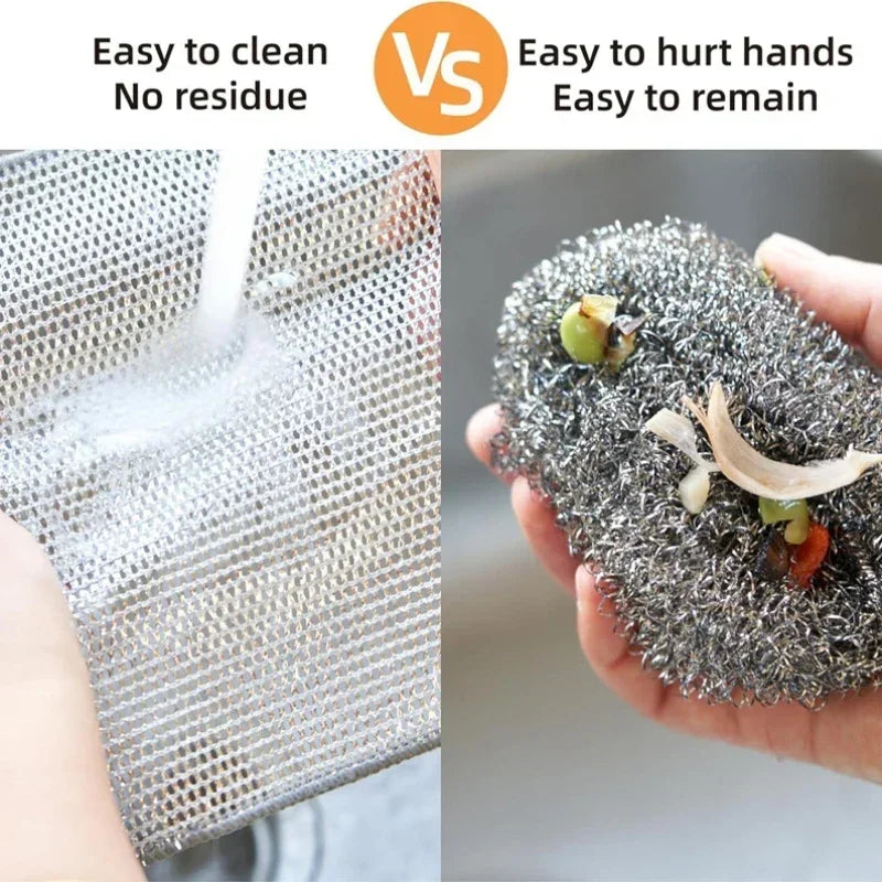 Scrub Smarter. Clean Deeper. — Wire Dishcloth Scrubber & Scouring Pads | Double/Single Layer, Scratch-Free, Machine Washable, 2/5/10pcs