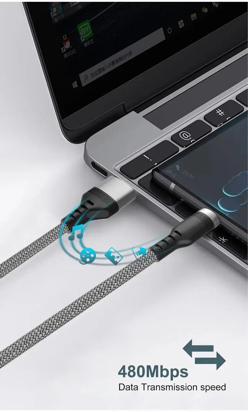 Extra Long USB Type-C Fast Charging Cable – Nylon Braided 6A Data Cord 1m–8m for Android Devices