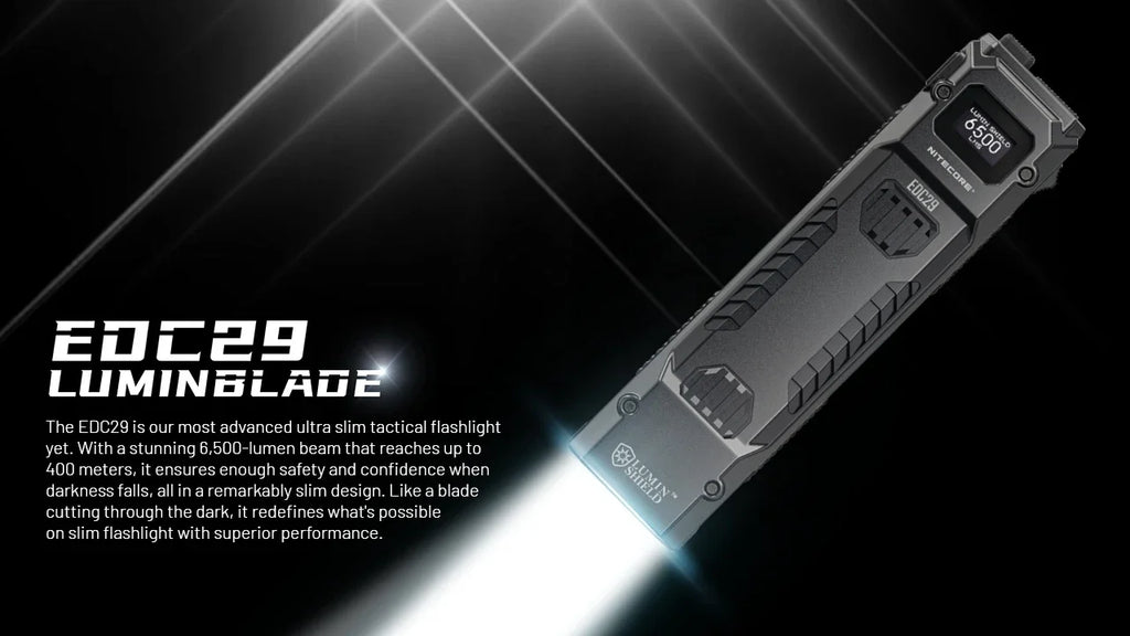 NITECORE EDC29 – 6500 Lumen USB-C Rechargeable EDC Flashlight with OLED Display & 2500mAh Battery