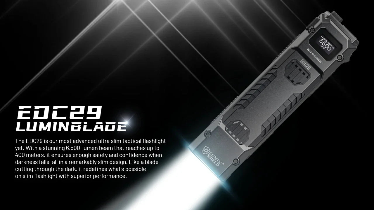 NITECORE EDC29 – 6500 Lumen USB-C Rechargeable EDC Flashlight with OLED Display & 2500mAh Battery