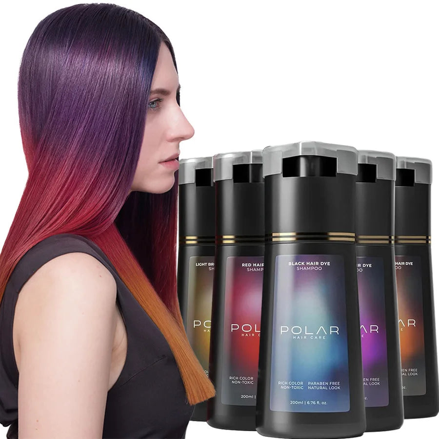 Hair Dye Shampoo For Gray Hair For Women Men Natural Hair Dye Kit Semi Permanent Hair Dye Shampoo Black Brown Purple 200ml