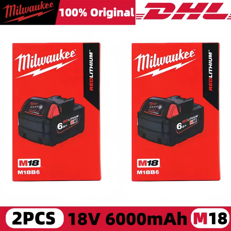 Milwaukee M18 6Ah Replacement Battery – 18V Lithium-Ion Rechargeable for M18 Cordless Power Tools