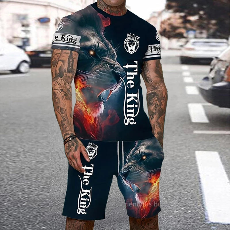 Men's 3D Tiger Print O-Neck Short Sleeve T-Shirt & Shorts Set – Cool Personalized Streetwear