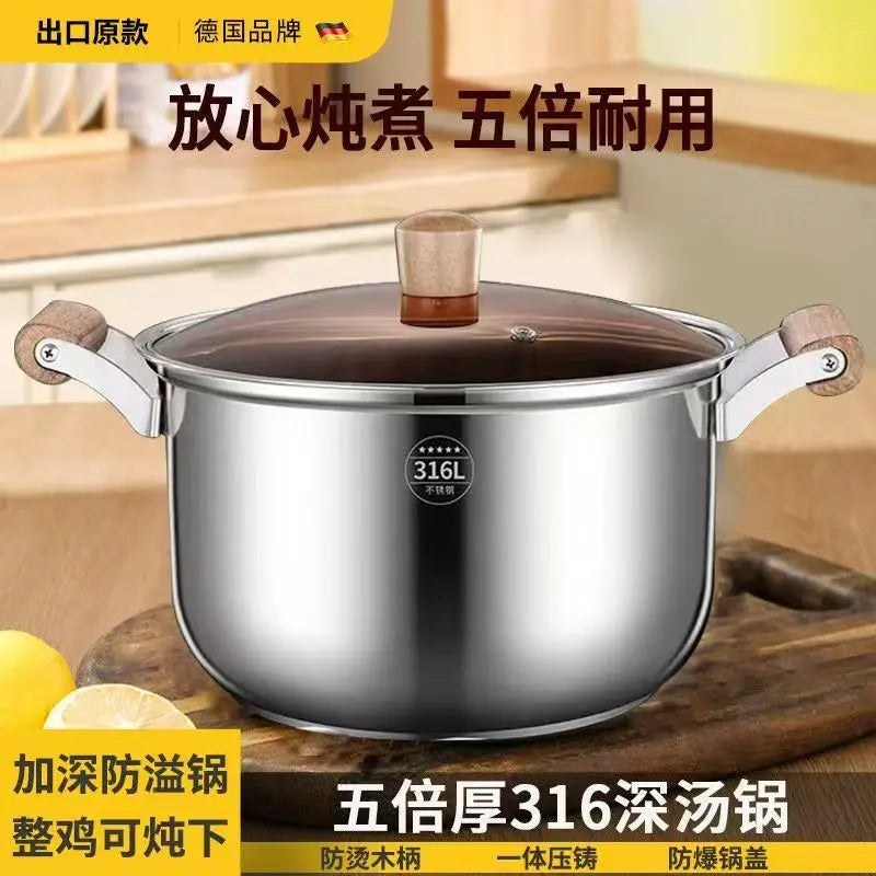 Stainless Steel Soup Pot – Glass Lid & Side Handles