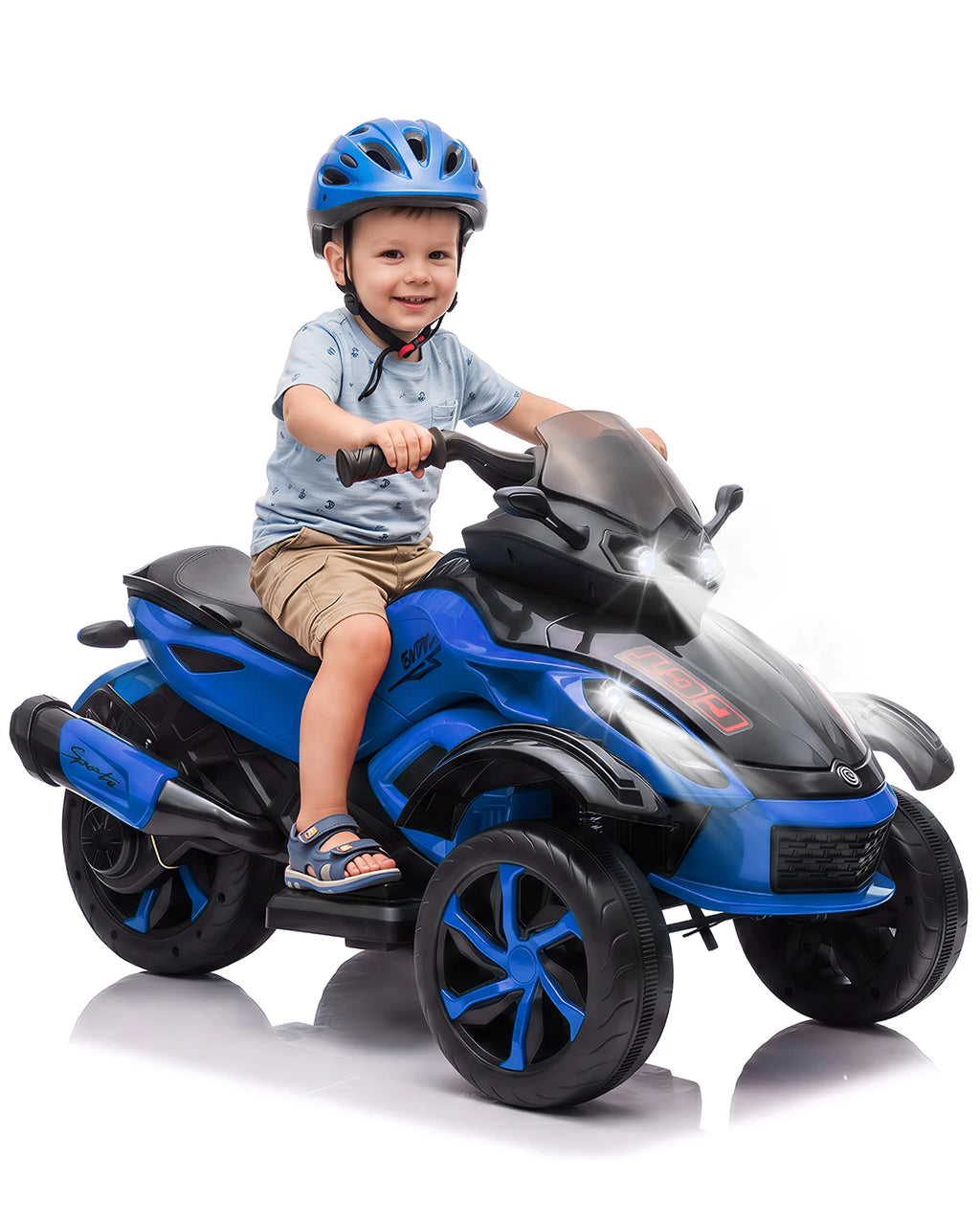 12V Kids Ride-On Car – Three-Wheel Electric Toy with Lights