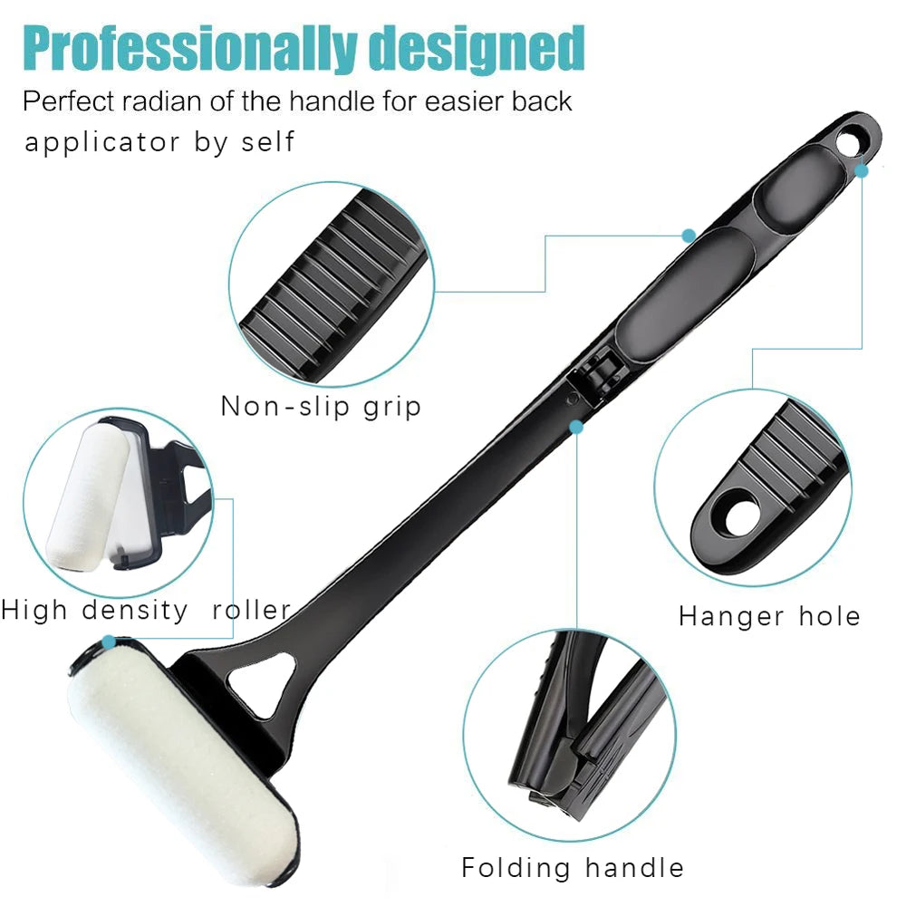 Long Handle Lotion Applicator Stick – Foldable Self-Sunscreen & Tanning Back Applicator with 2 Heads