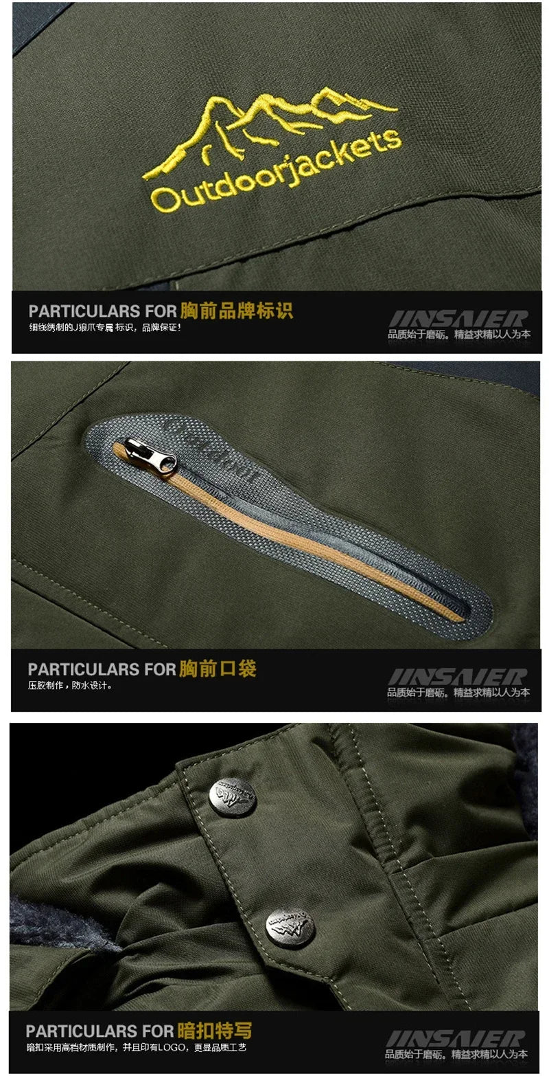Men's Thick Waterproof Hooded Parka – Plus Size Military Fleece Jacket up to 9XL