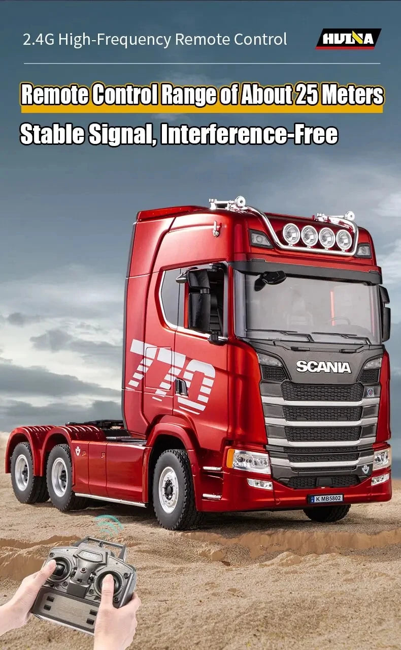HUINA 1501 1:18 Scale RC Semi Trailer Truck with Sound & Lights – 770S Flatbed Engineering Model