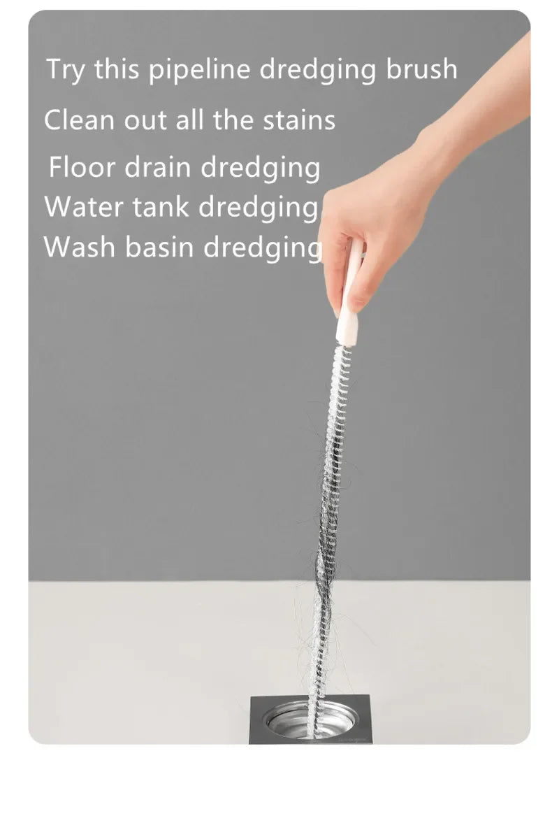 Flexible Drain Cleaning Brush — Pipe Dredging Tool for Bathroom, Kitchen & Sink Clogs