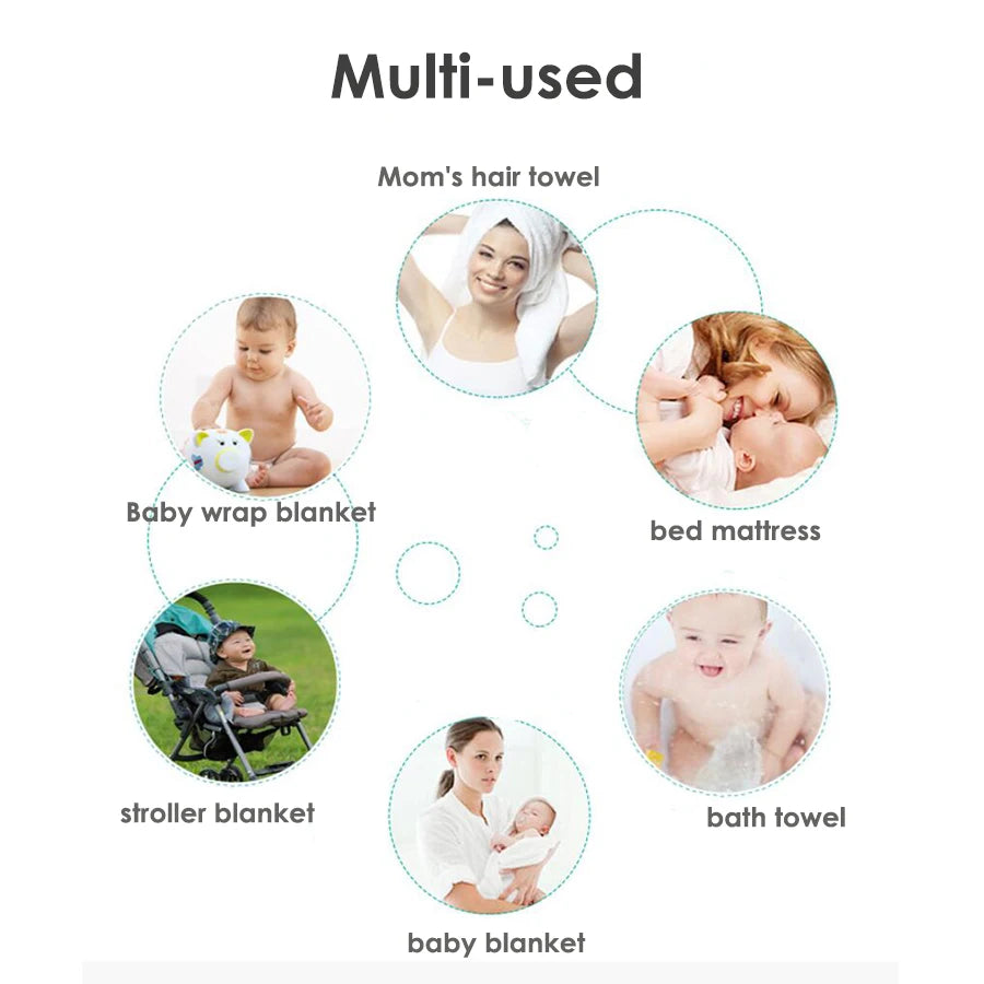 4-Layer Gauze Baby Bath Towel – Soft Cotton Infant Washcloth, Newborn Bathrobe & Swaddle Blanket