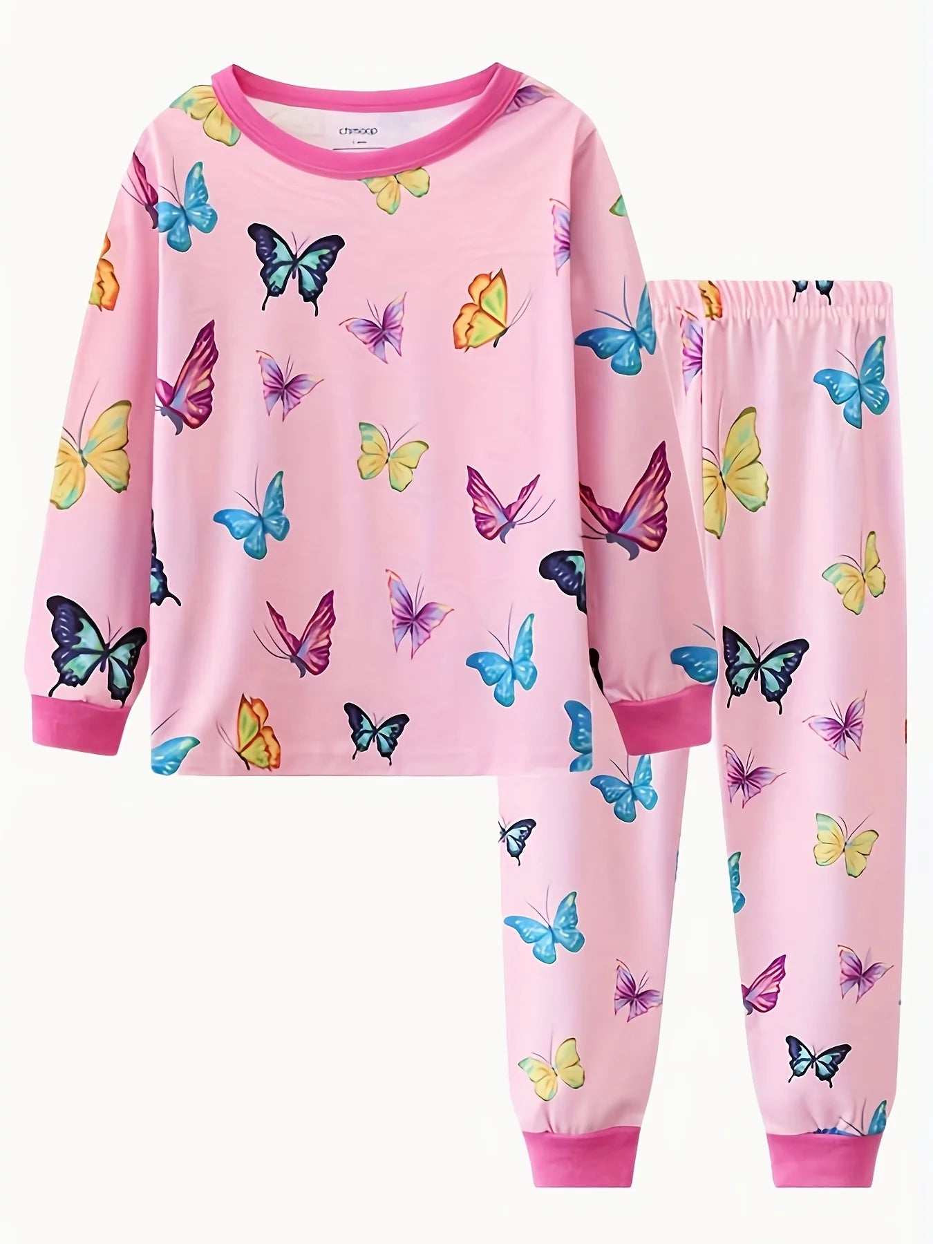 Girls' Unicorn Cartoon Long Sleeve Pajamas | 2-Piece Kids Sleepwear Set