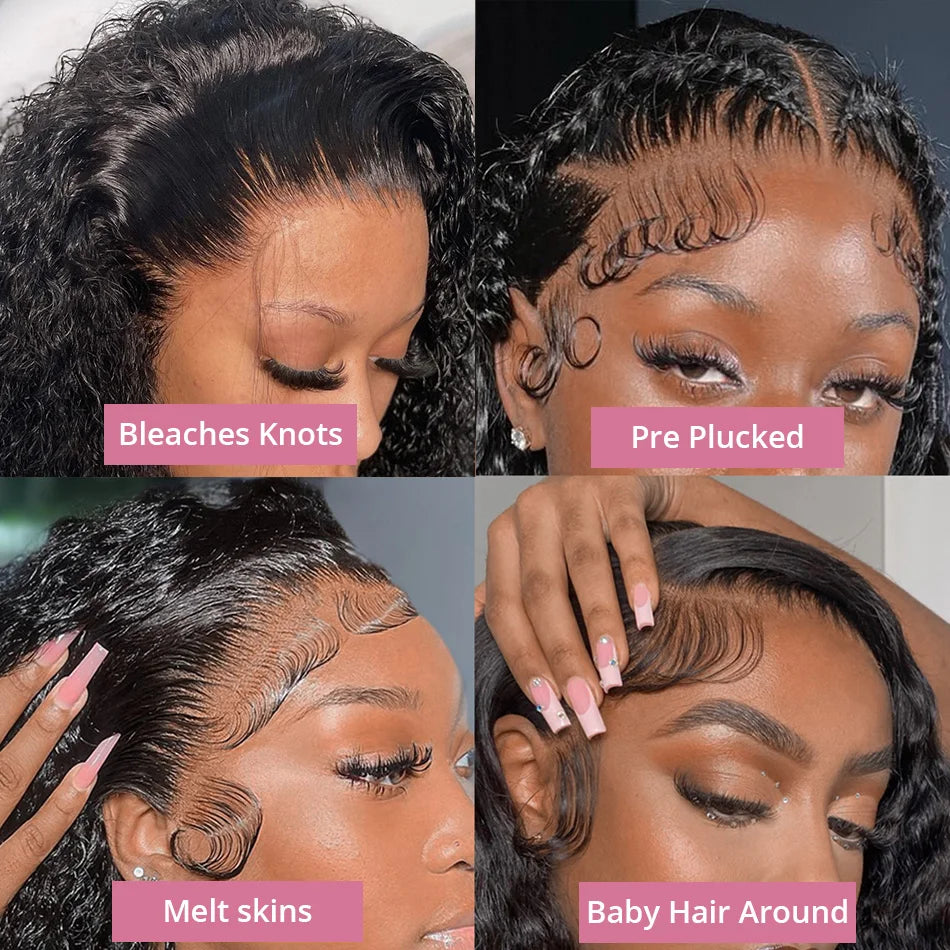 40–50 Inch Water Wave Curly Lace Front Wig | 300% Density 13x4 13x6 7x5 HD Glueless Brazilian Human Hair for Women