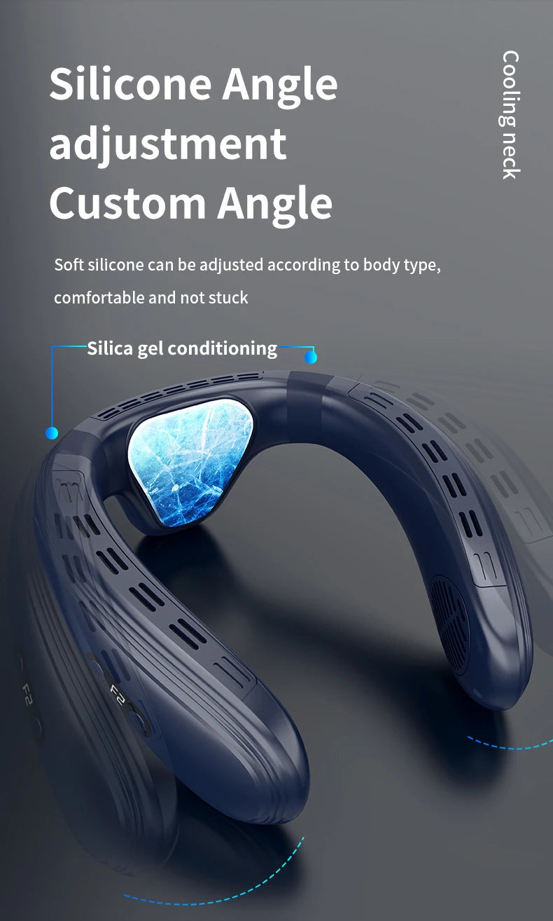 Portable Neck Fan 5200mAh — Rechargeable Semiconductor Cooling Wearable Neck Air Conditioner