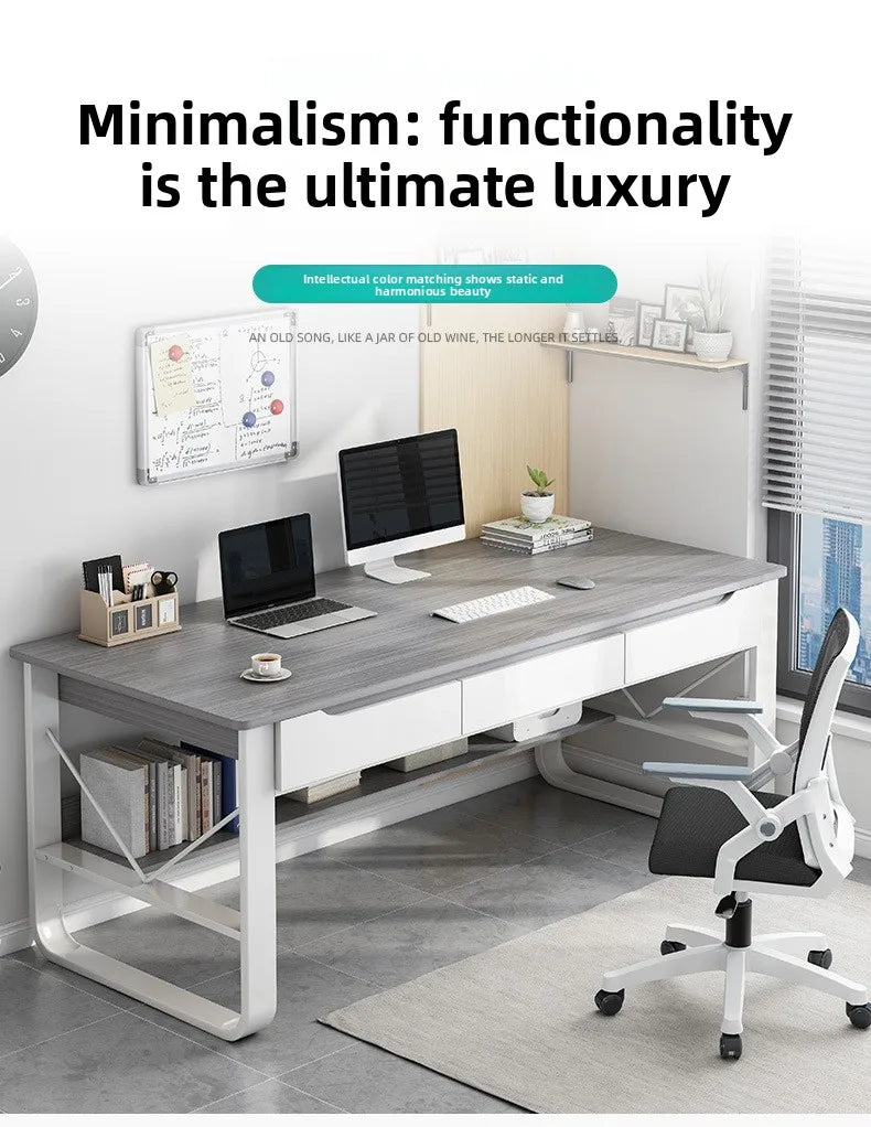 Multifunctional Computer Desk with Drawers — Metal Frame Student Study Desk, Multiple Sizes & Finishes