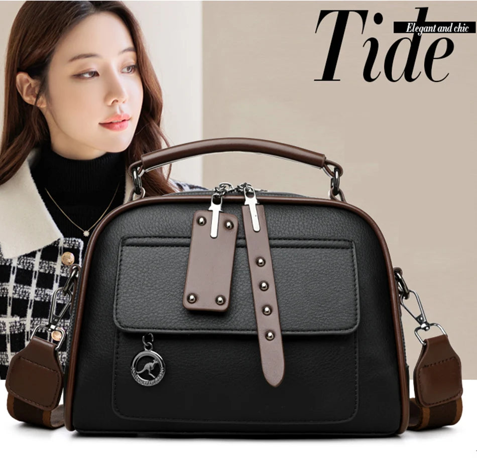 3-Layer Soft PU Leather Crossbody Shoulder Tote – Large Capacity Designer Messenger Bag for Women