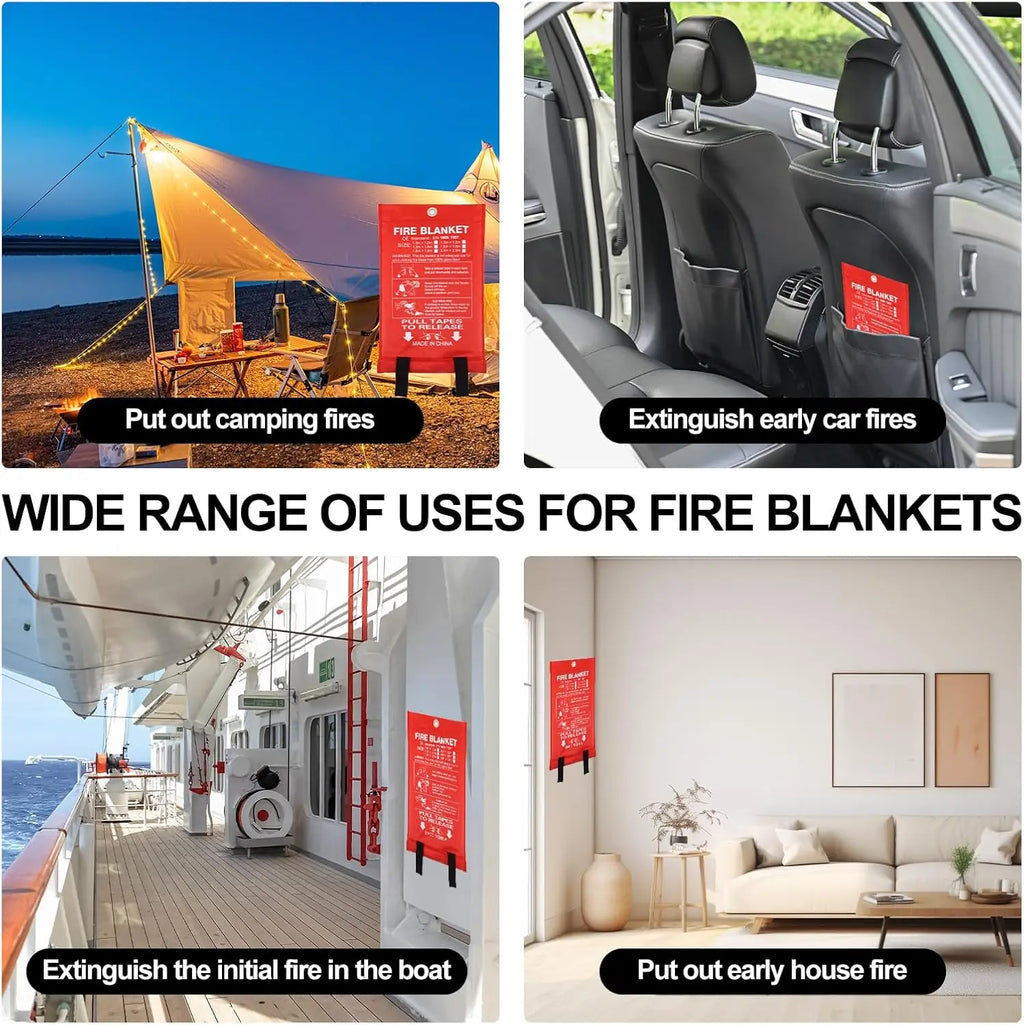 Fiberglass Fire Emergency Blanket – Flame Retardant Suppression Blanket for Home Safety & Survival